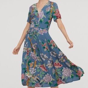 GP & JBaker x H&M Collab Floral Blue Midi Dress Size 4